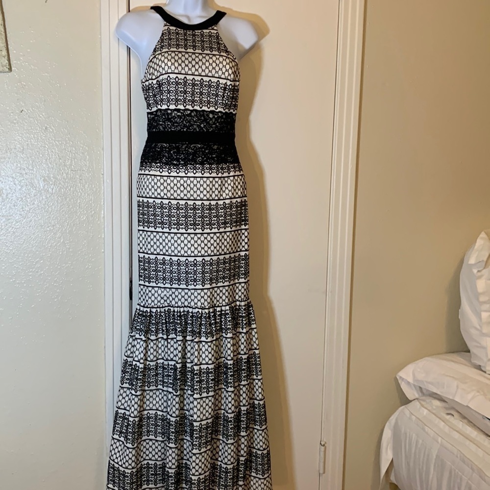 H by Halston Lace Embroidered Mermaid Dress, 2